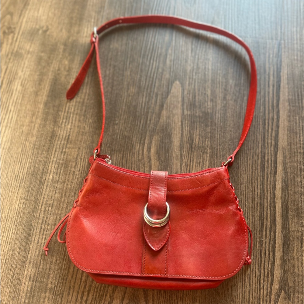 Red Leather M. London Shoulder Bag